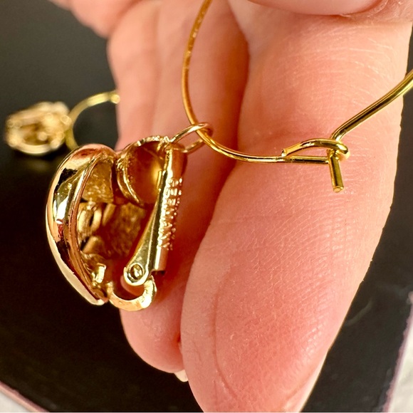 Christian Dior heart earrings custom converted dangle loop EXCELLENT - Picture 6 of 6